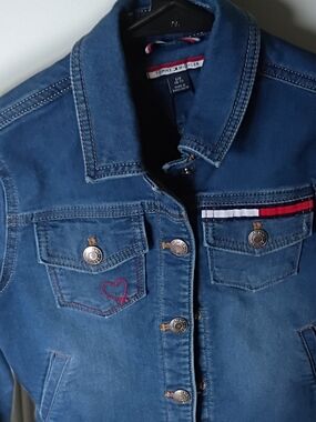 Tommy Hilfiger Denim Jacket in Blue with Red and White Trim
